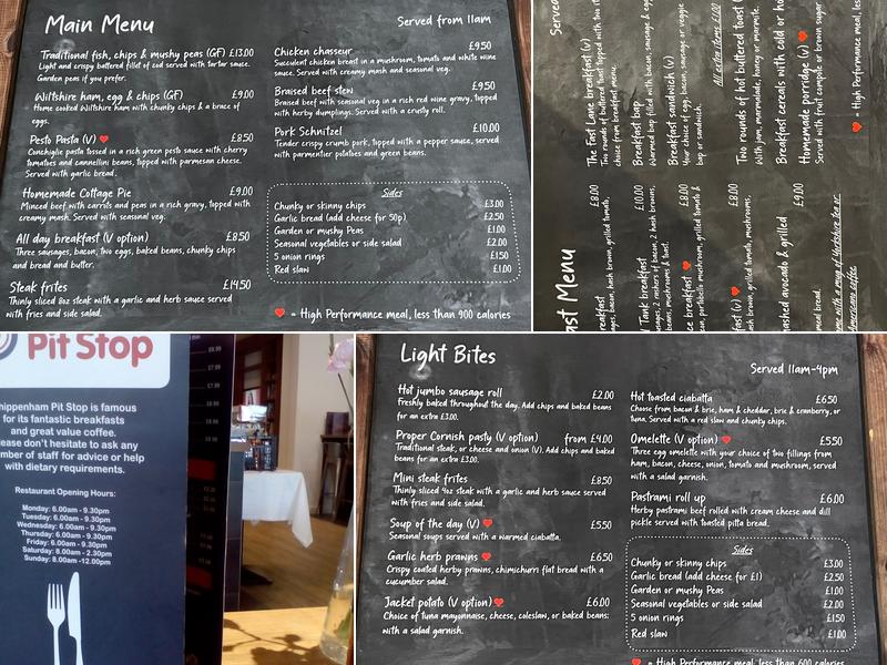 Chippenham Pit Stop Menu