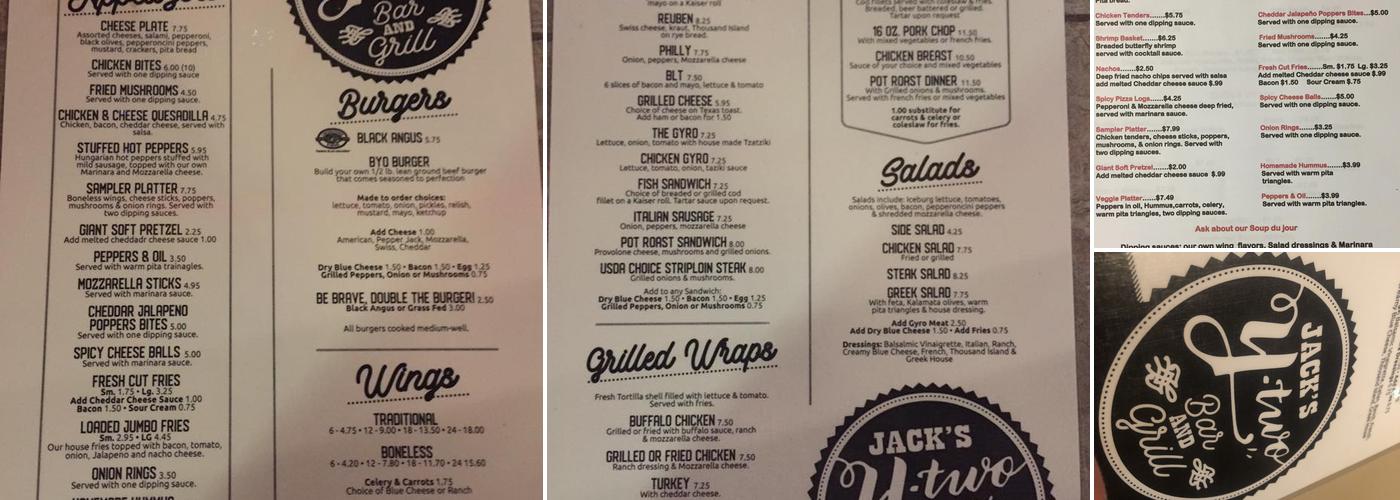 Jack's Bar & Grille Menu