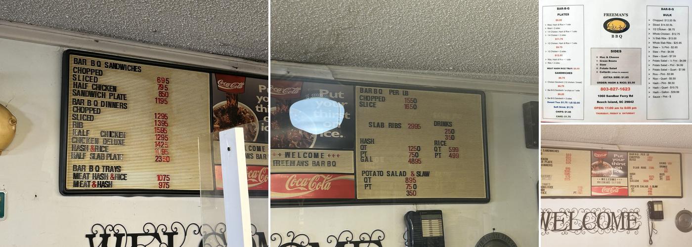 Freeman's Bar-B-Que Menu