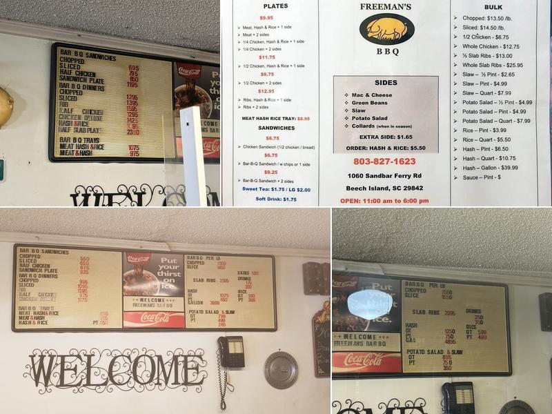 Freeman's Bar-B-Que Menu