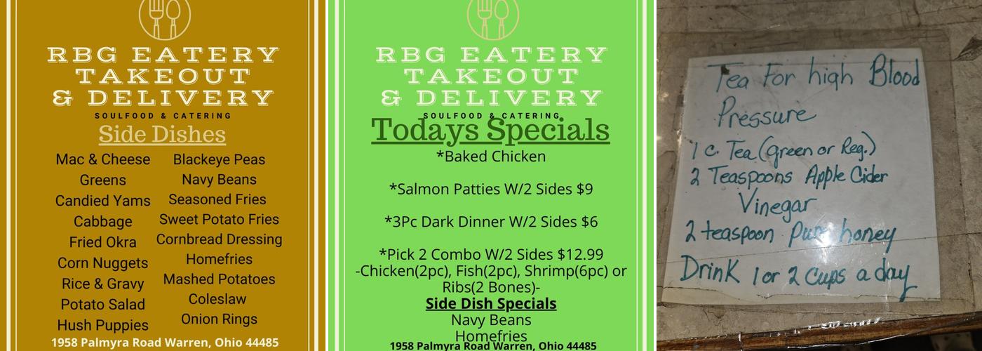 RBG Eatery Menu