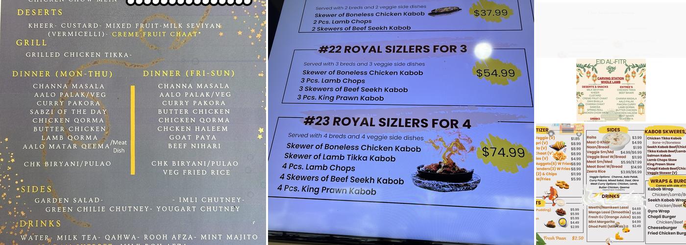 Royal Palace Kabob Menu