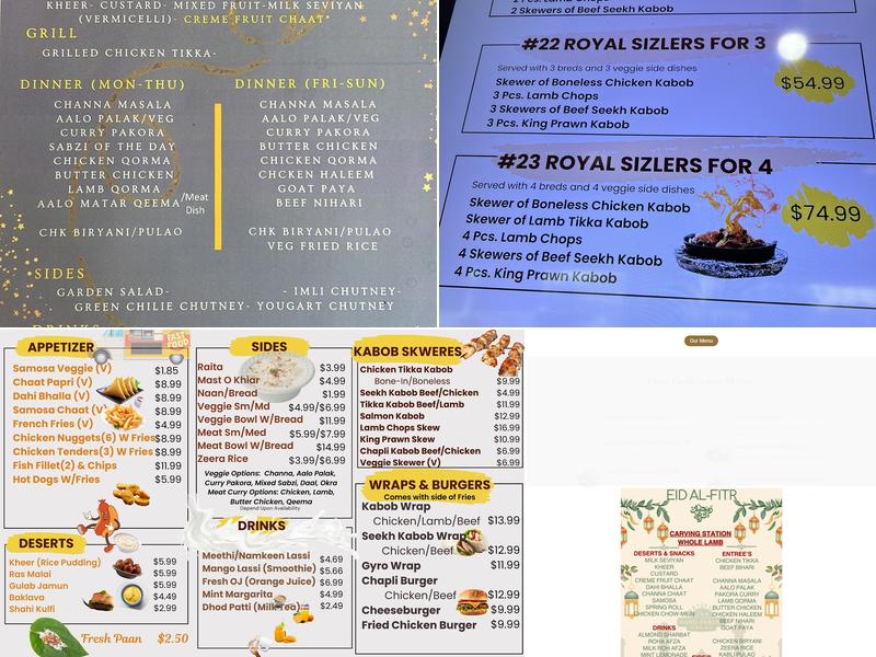 Royal Palace Kabob Menu