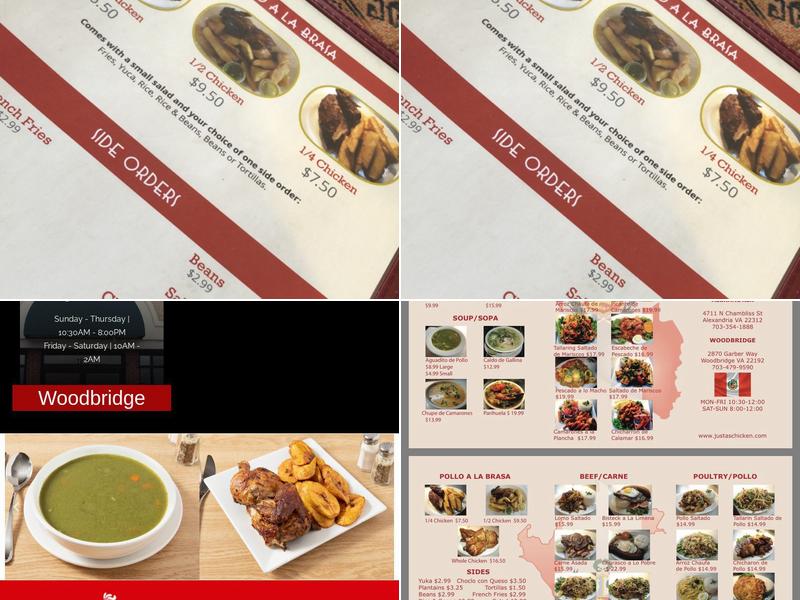 Justa's Chicken Restaurant Menu