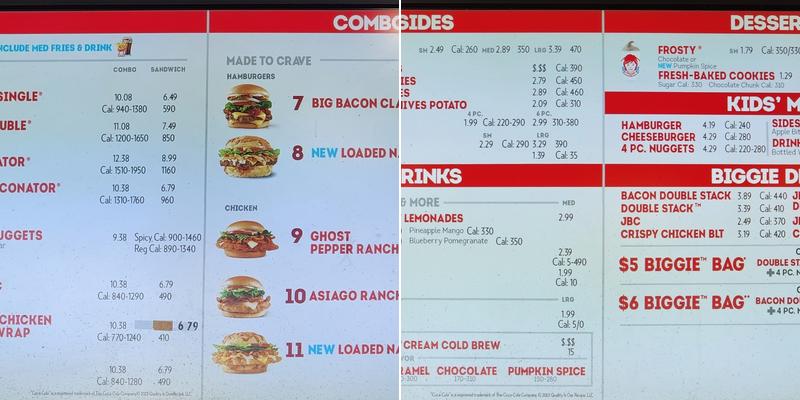 Wendy's Menu