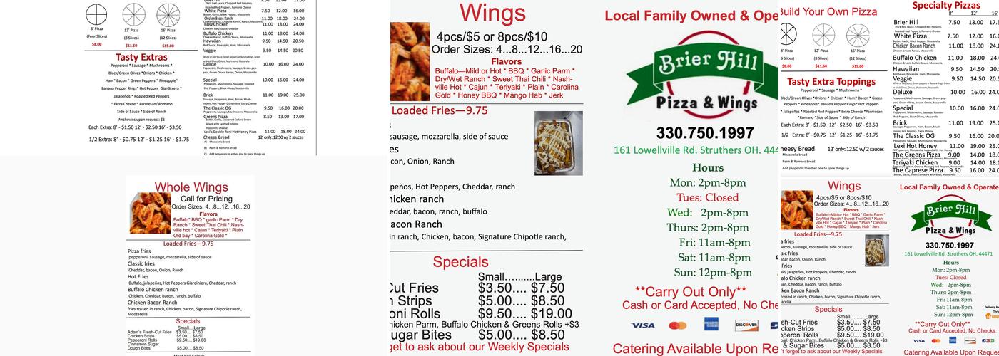 Brier Hill Pizza & Wings Menu