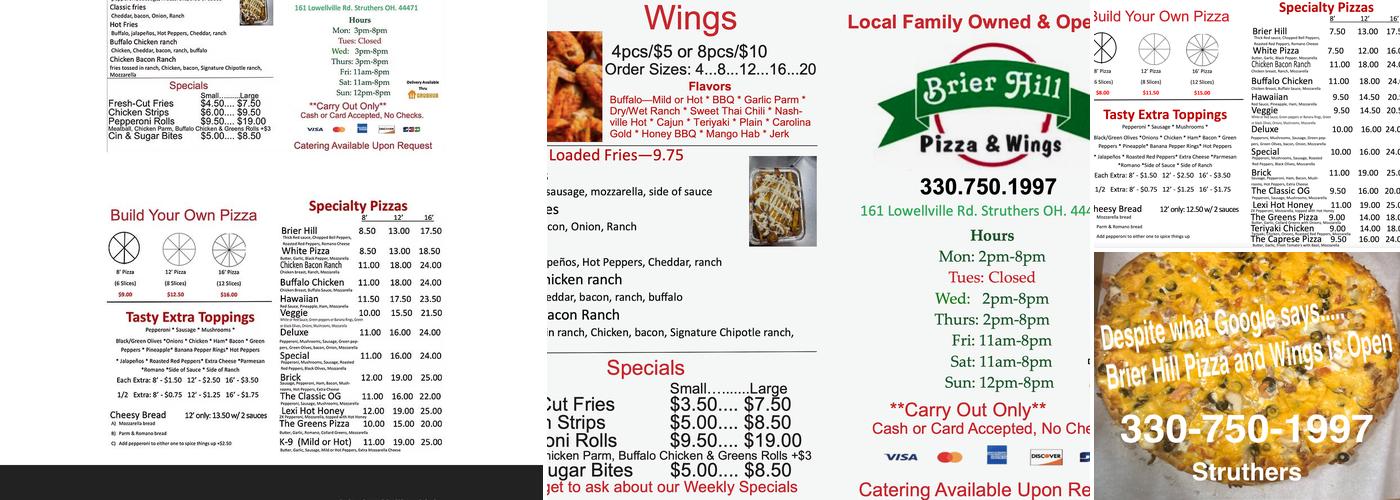 Brier Hill Pizza & Wings Menu