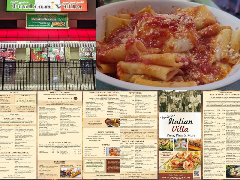 PaPa GeGe's Italian Villa Menu