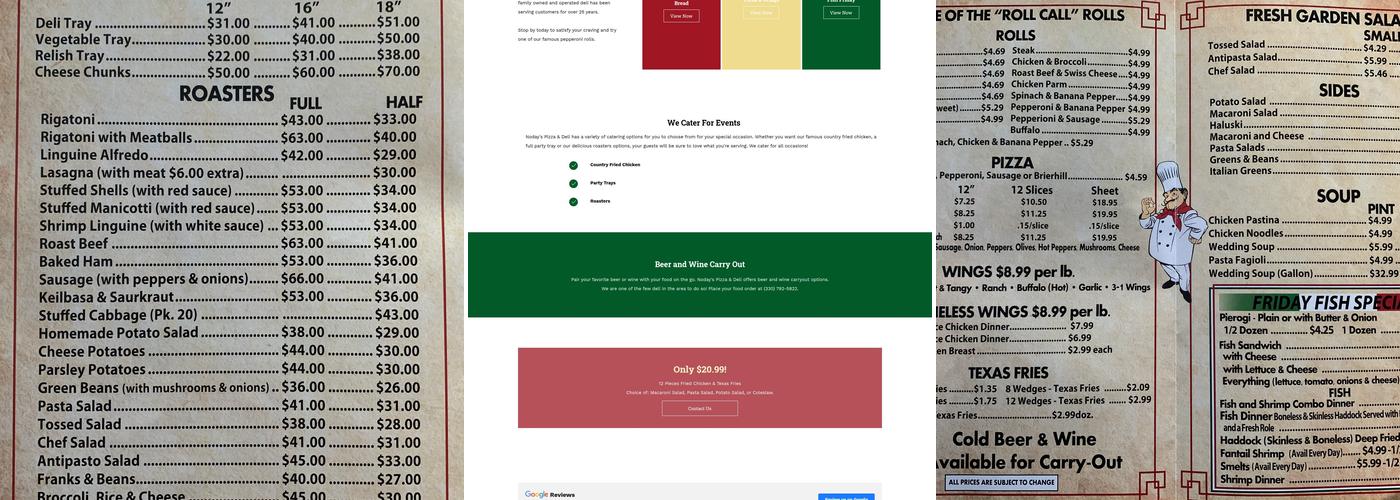 Noday's Pizza & Deli Menu