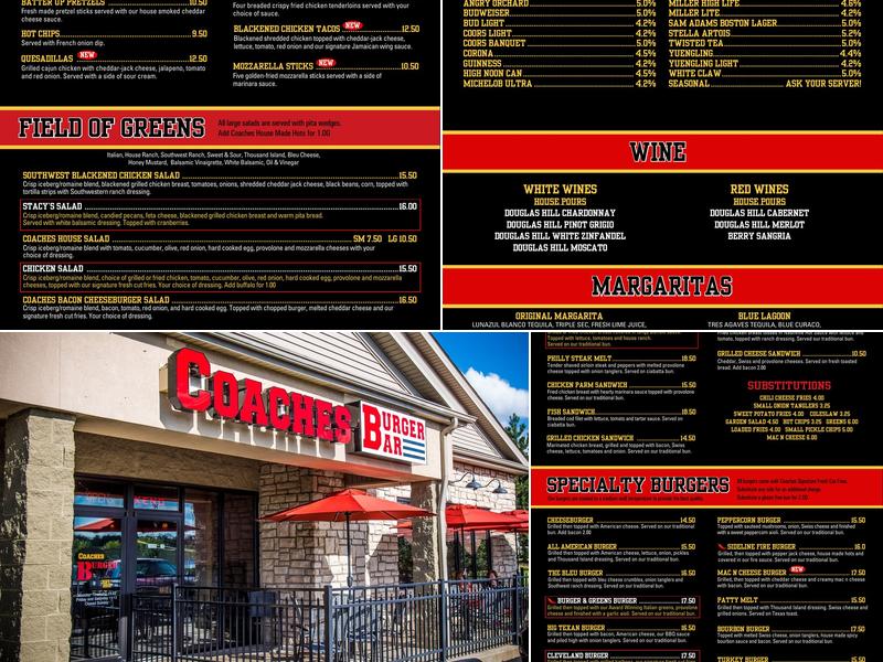 Coaches Burger Bar Menu