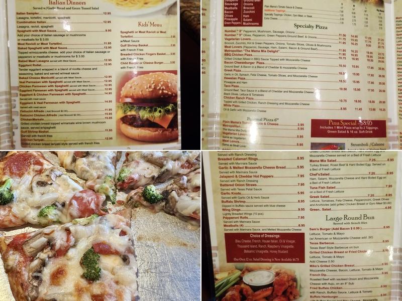 Mama Mia Pizza Menu
