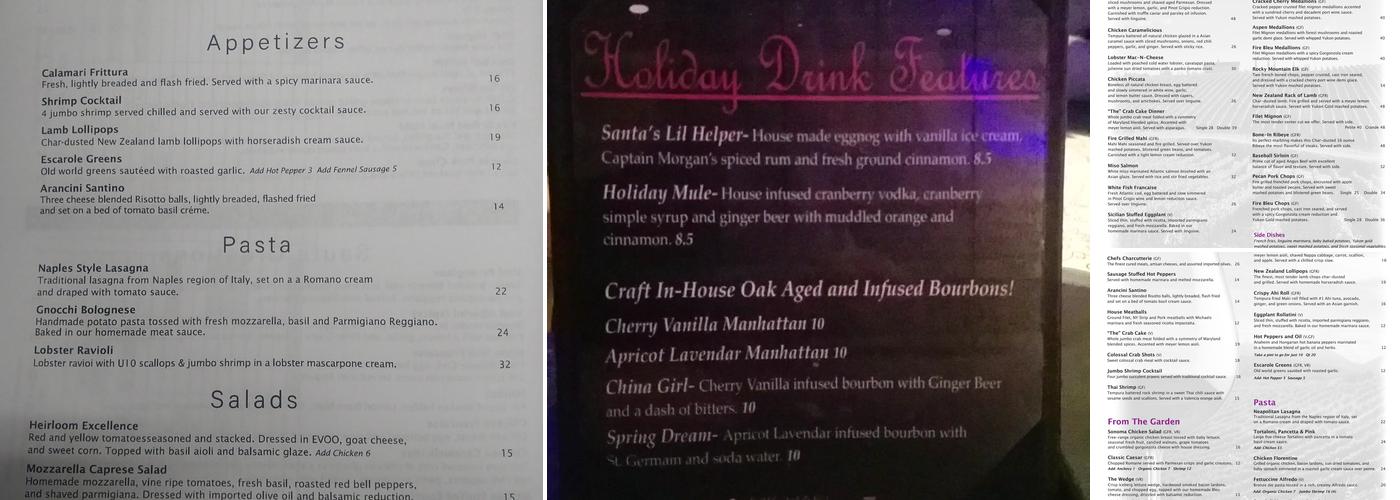 Michael Alberini's Restaurant Menu