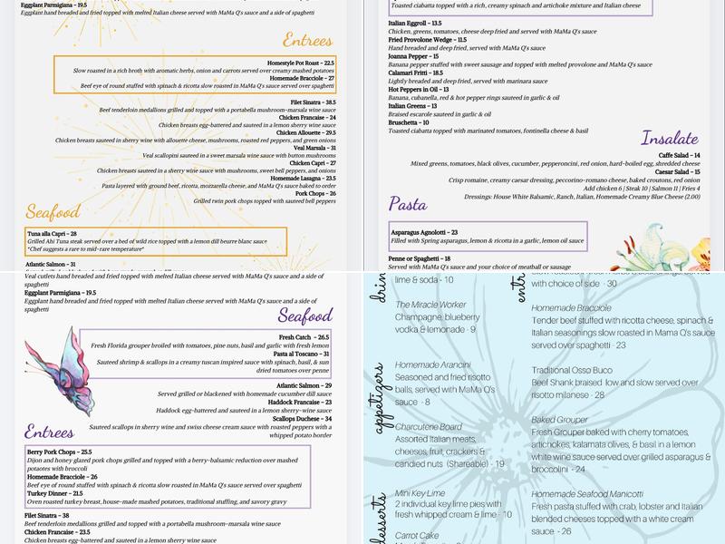 Caffe Capri Italian Bar & Grille Menu