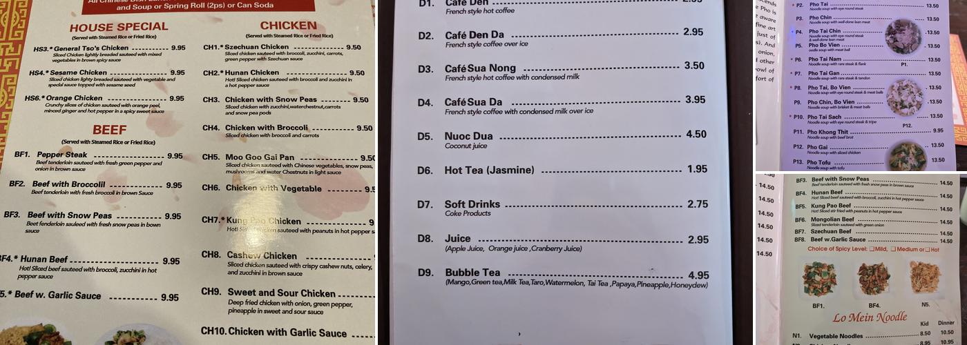 Pho Saigon Menu