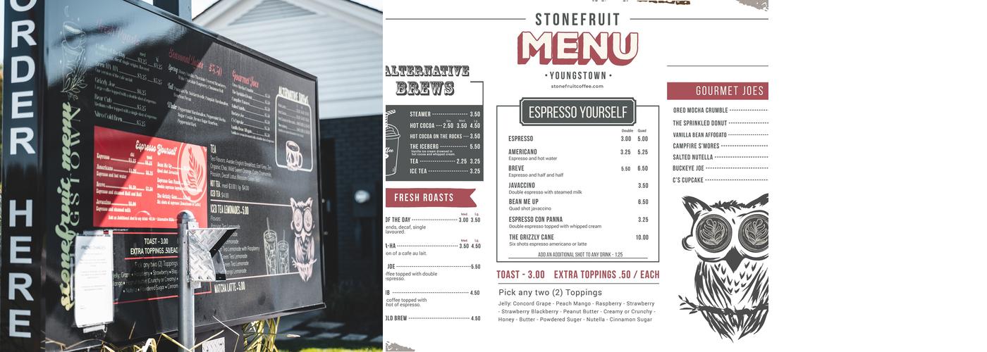 Stone Fruit Coffee Company, Canfield Menu