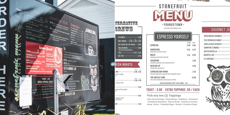 Stone Fruit Coffee Company, Canfield Menu