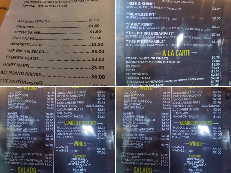 Pit Stop Cafe Menu