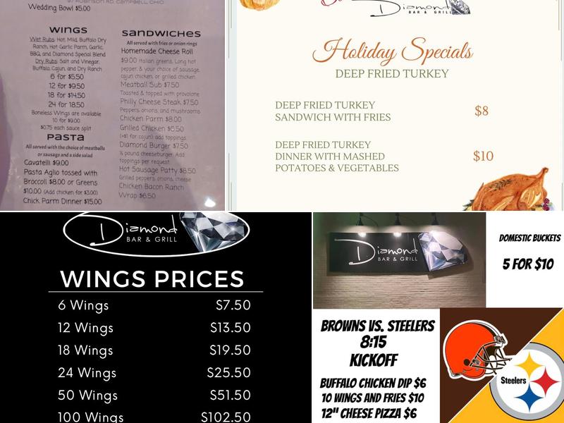 The Diamond Bar & Grill Menu