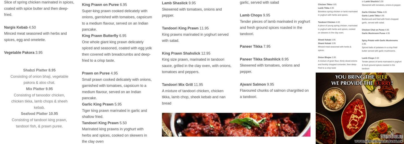 New Delhi Menu