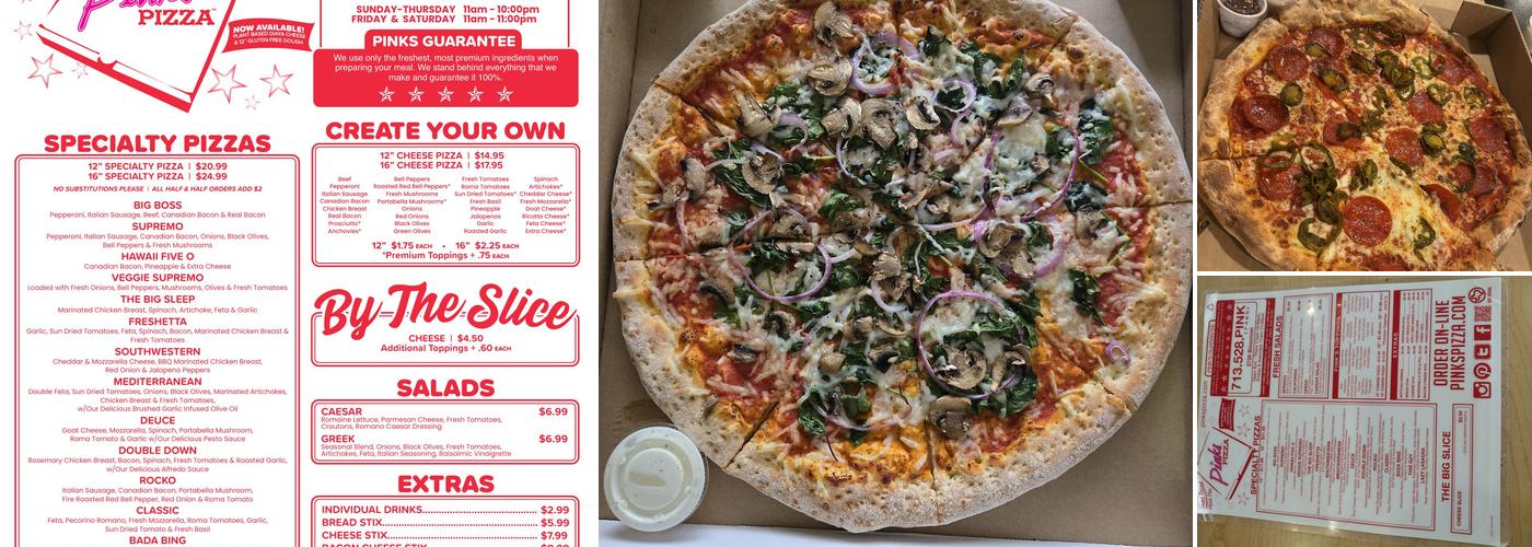 Pink's Pizza Menu
