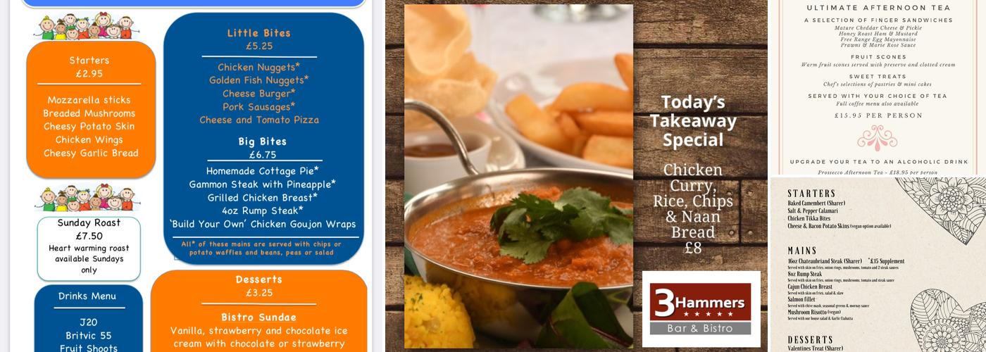 3 Hammers Bar & Bistro Ltd Menu