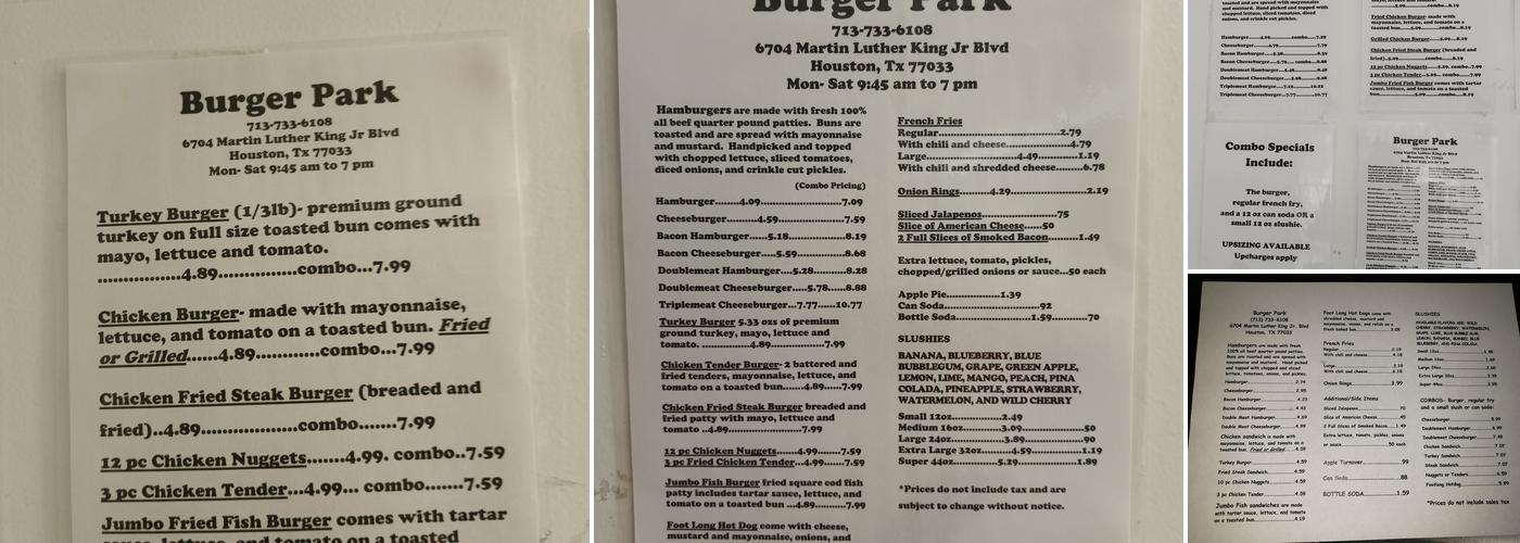 Burger Park Menu