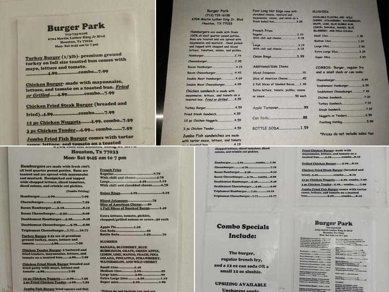 Burger Park Menu