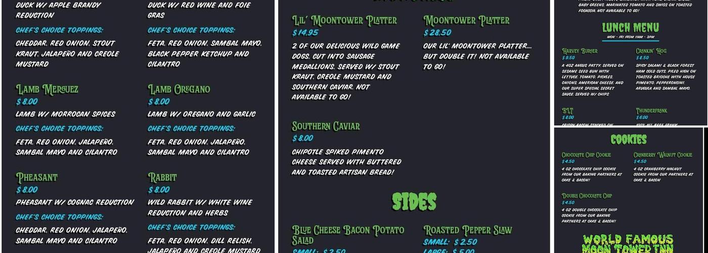 Moon Tower Inn Menu