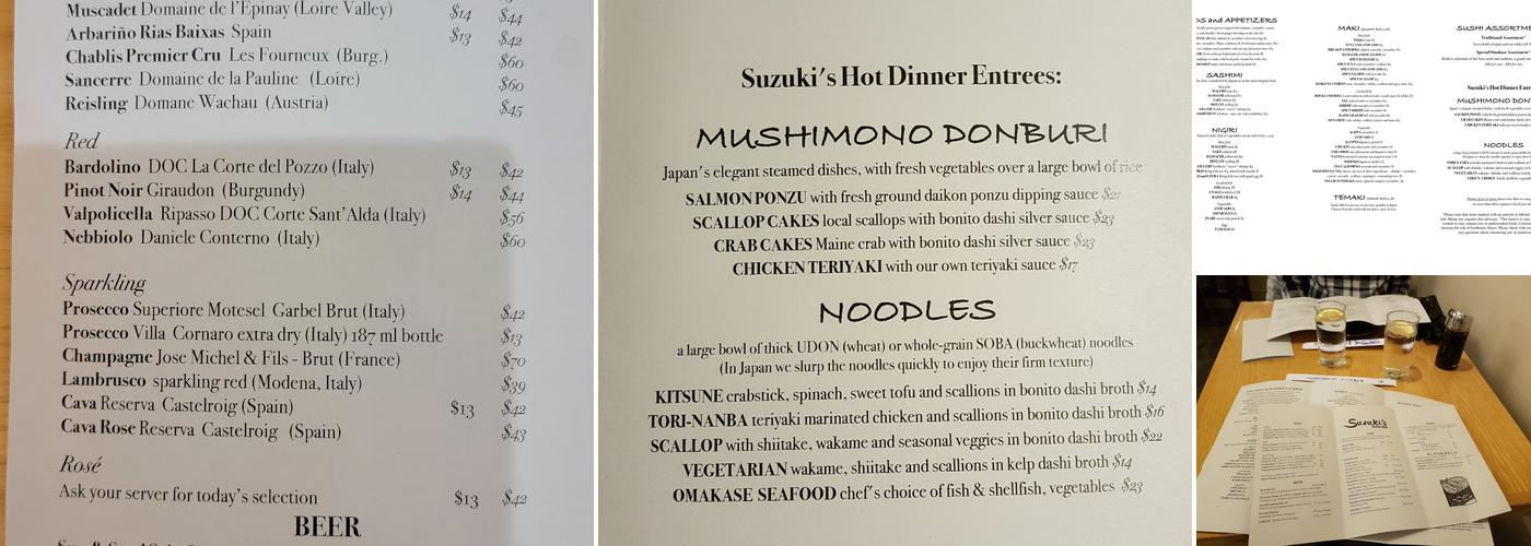 Suzuki's Sushi Bar Menu