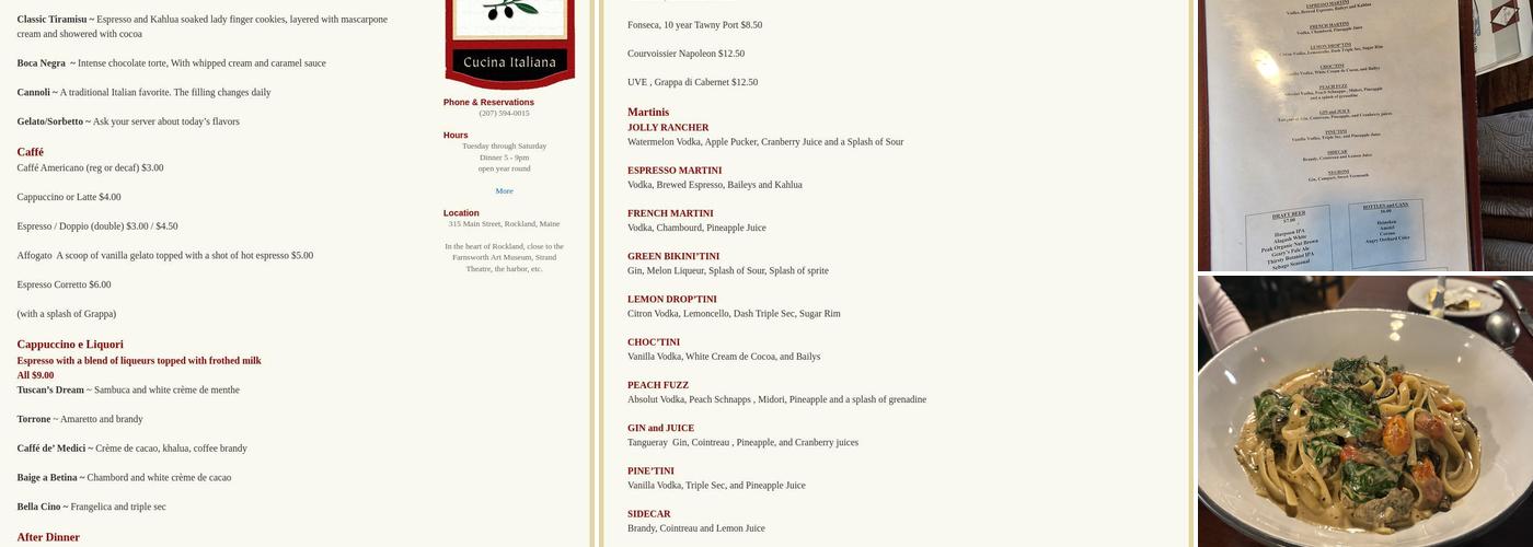 Rustica Cucina Italiana Menu