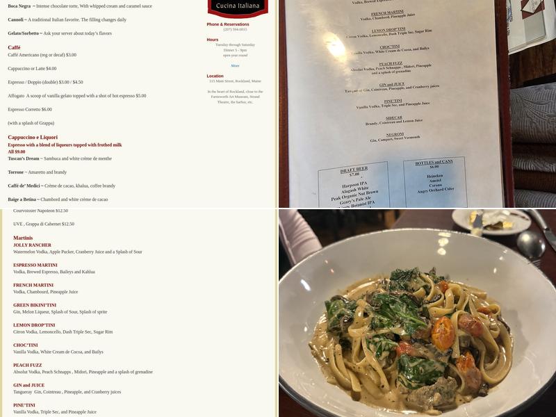 Rustica Cucina Italiana Menu