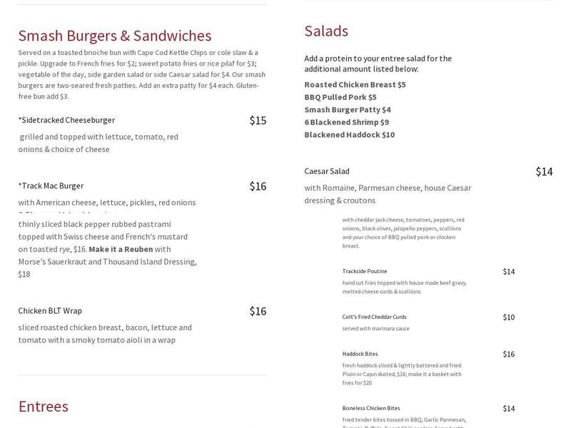 Trackside Station Menu