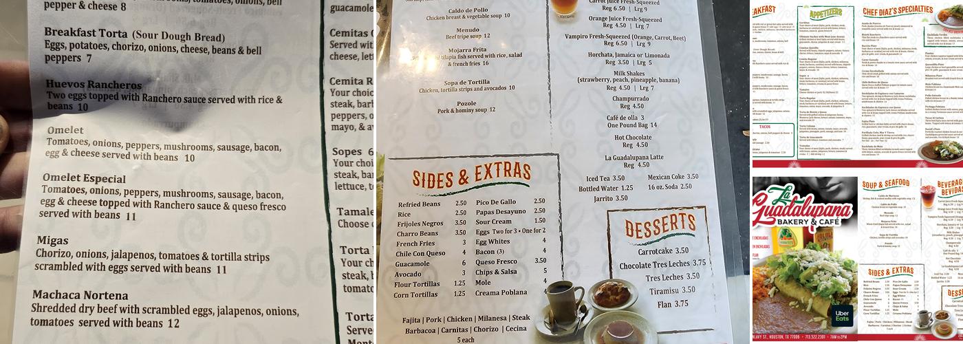 La Guadalupana Menu