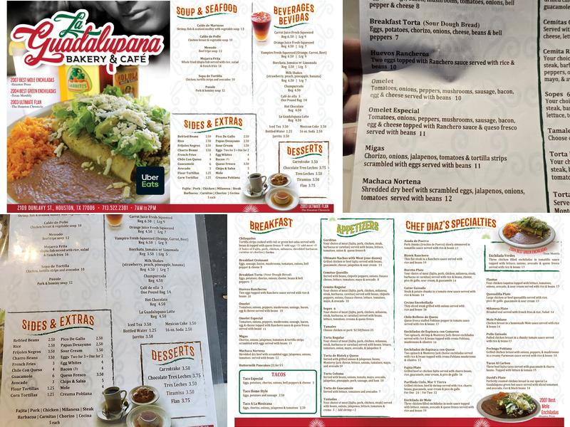 La Guadalupana Menu