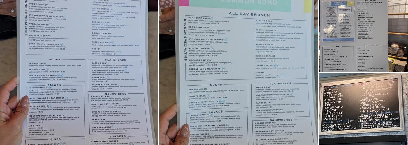 Common Bond Bistro & Bakery - Montrose Menu