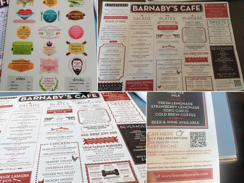 Barnaby's Cafe Menu