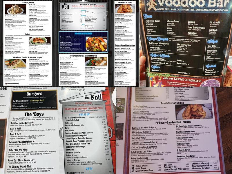 BB's Tex-Orleans Menu