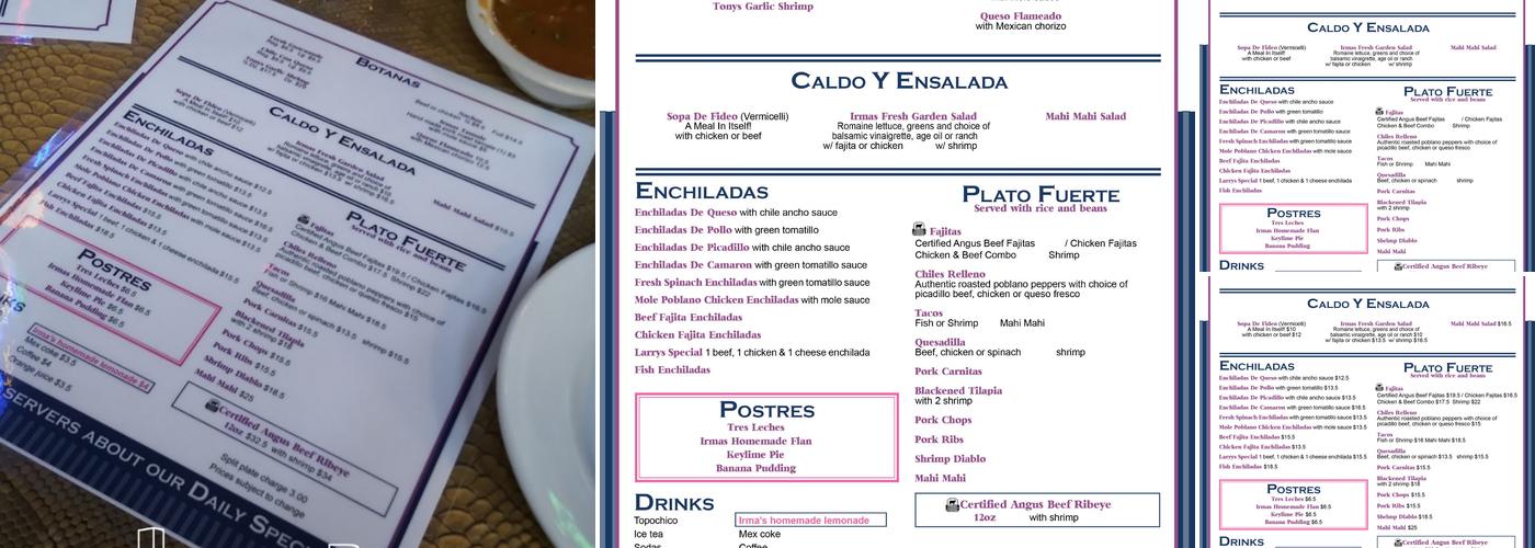 Irma's Original Menu