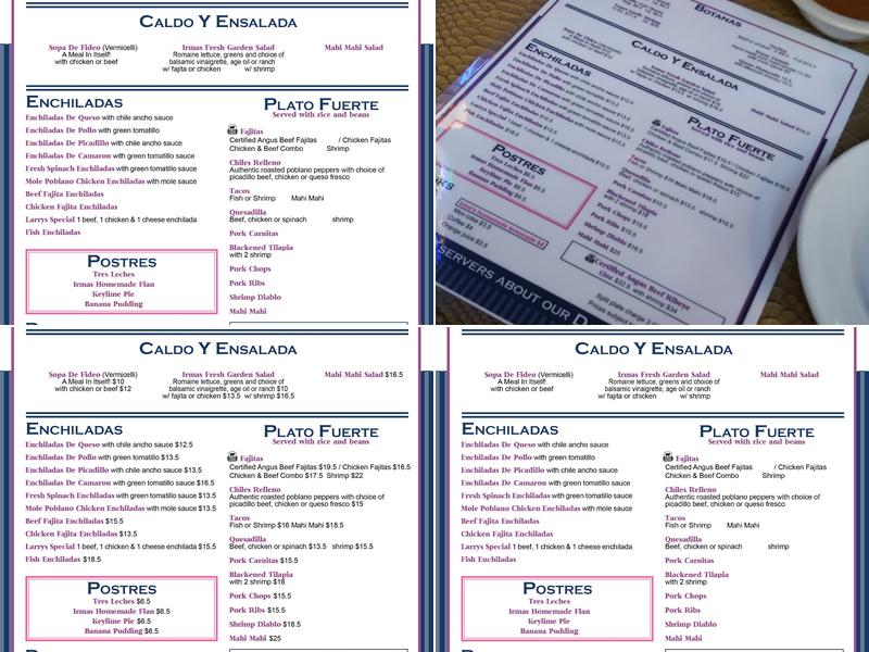 Irma's Original Menu