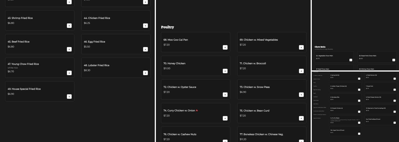 Hong Kong buffet Menu