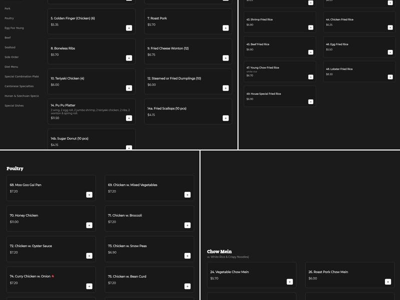 Hong Kong buffet Menu