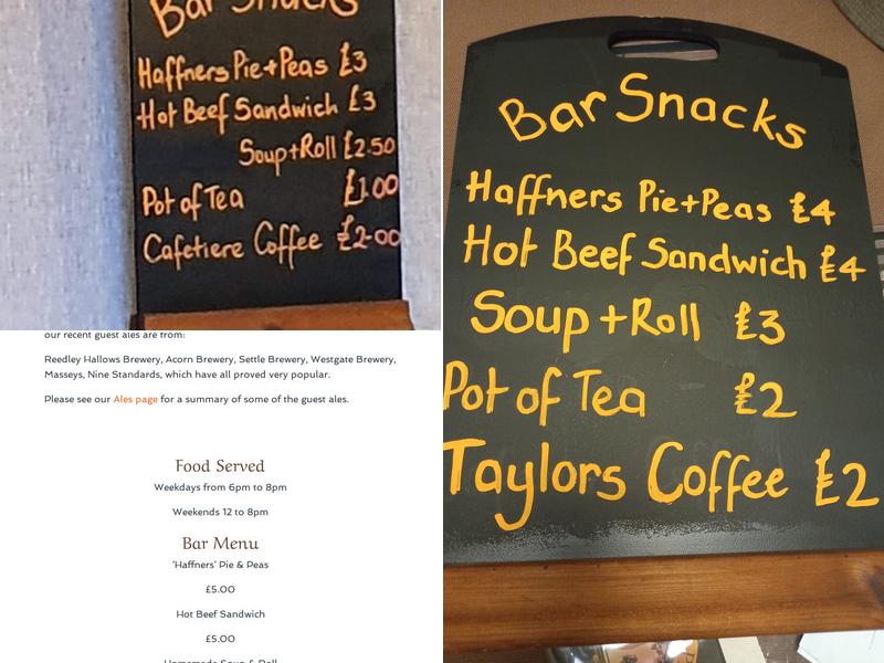 Crooked Billet Worsthorne Menu