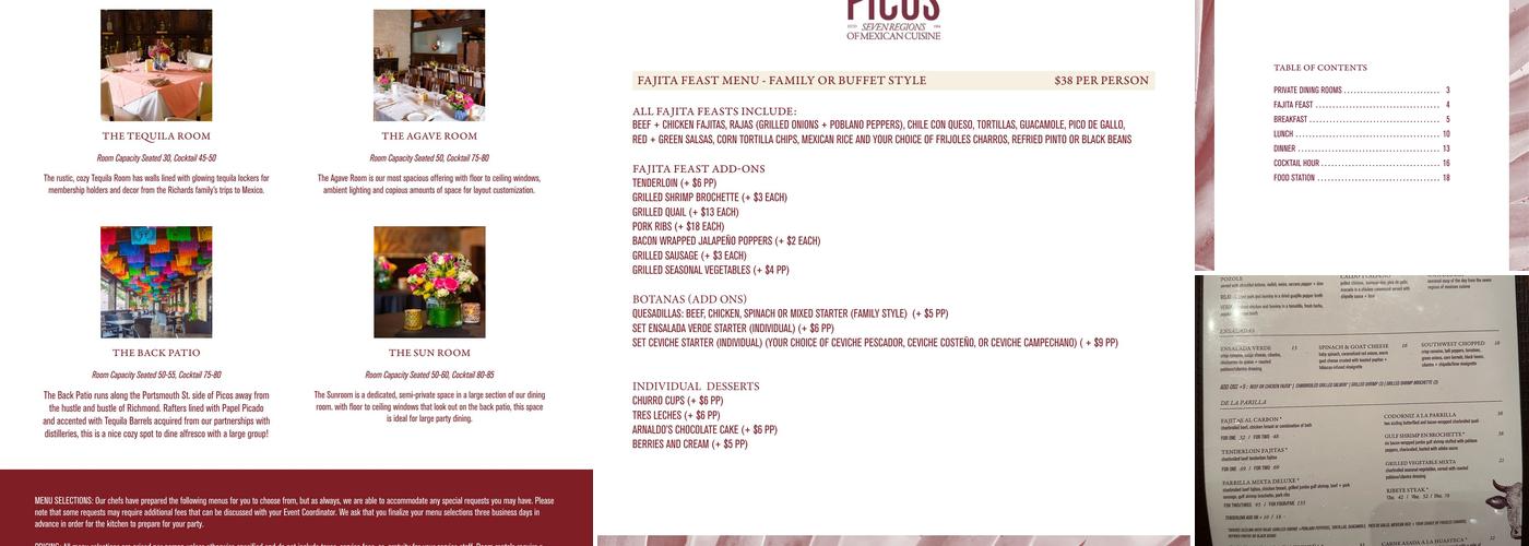 Arnaldo Richards' Picos Restaurant Menu