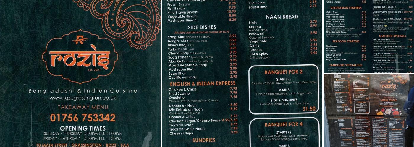 Rozis Tandoori Menu