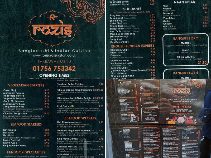 Rozis Tandoori Menu