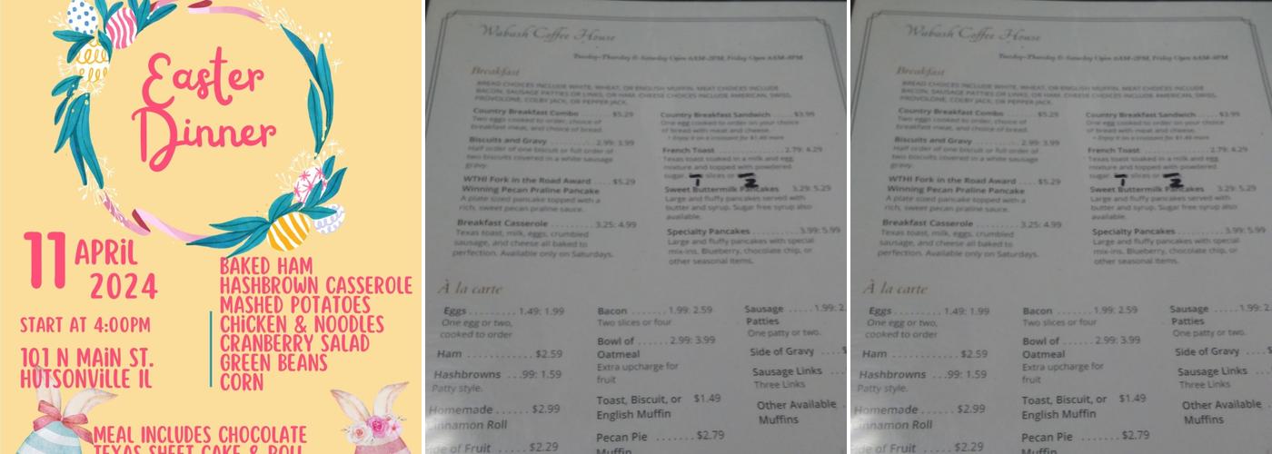 Wabash Coffee House & Antiques Menu