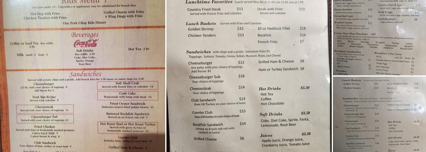 Frying Pan Menu