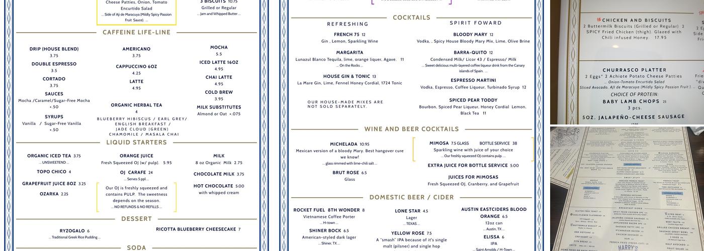 Harry's Menu