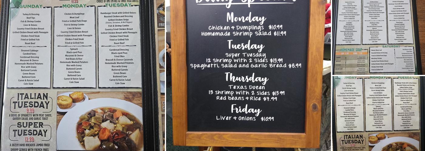 Kelley's Country Cookin’ Menu