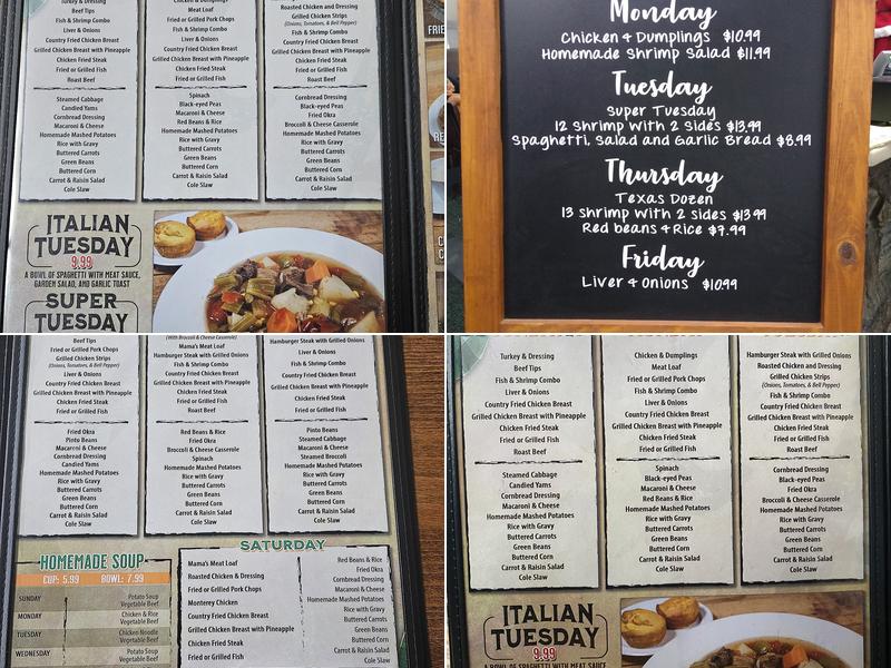 Kelley's Country Cookin’ Menu